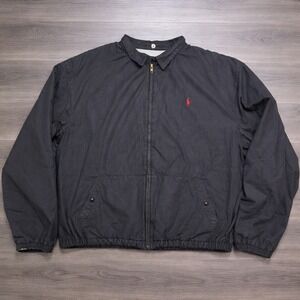 Vintage Polo Ralph Lauren Windbreaker Jacket Mens XXL Gray Full Zip Pony Logo